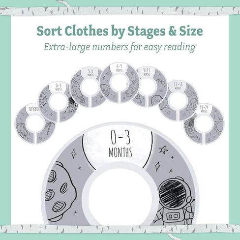 Baby Nest Designs Closet Dividers for Baby Clothes - 7X Baby Clothing Size Age Dividers from Newborn Infant to 24 Months - Boho Baby Clothes Dividers and Nursery Closet Organizer in Kuwait
