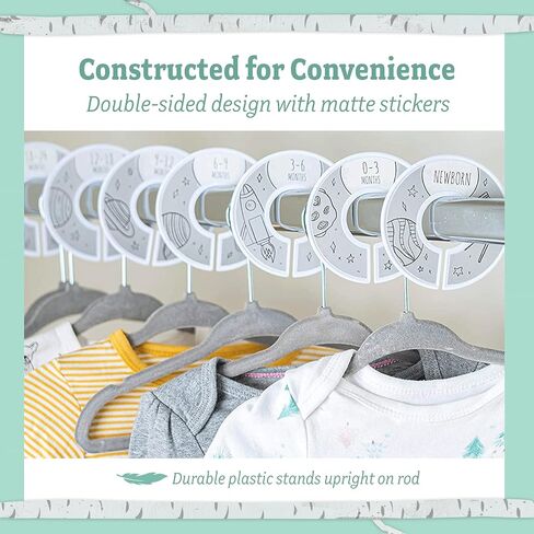 Baby Nest Designs Closet Dividers for Baby Clothes - 7X Baby Clothing Size Age Dividers from Newborn Infant to 24 Months - Boho Baby Clothes Dividers and Nursery Closet Organizer in Kuwait