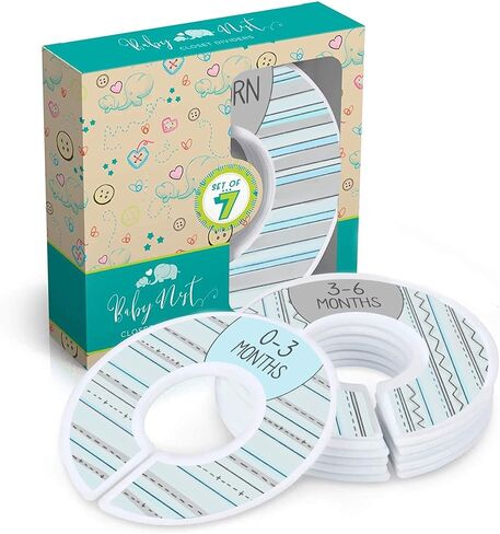 Baby Nest Designs Anti-Slip Plastic Closet Dividers, 7 Pieces, Baby Blue, 1.25" Rails, Sort Clothes By Stages & Size in Kuwait