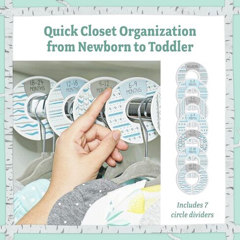 Baby Nest Designs Anti-Slip Plastic Closet Dividers, 7 Pieces, Baby Blue, 1.25" Rails, Sort Clothes By Stages & Size in Kuwait
