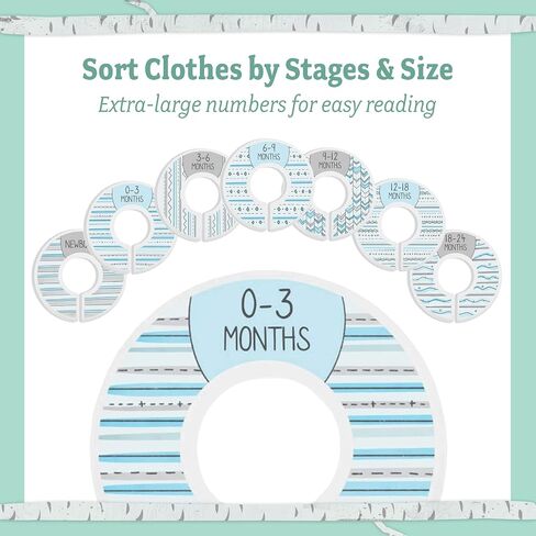 Baby Nest Designs Anti-Slip Plastic Closet Dividers, 7 Pieces, Baby Blue, 1.25" Rails, Sort Clothes By Stages & Size in Kuwait