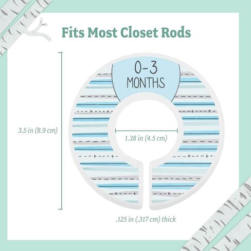 Baby Nest Designs Anti-Slip Plastic Closet Dividers, 7 Pieces, Baby Blue, 1.25" Rails, Sort Clothes By Stages & Size in Kuwait