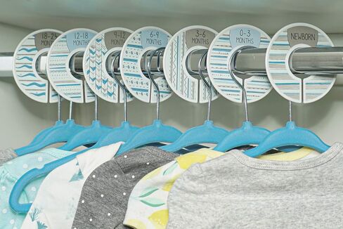 Baby Nest Designs Anti-Slip Plastic Closet Dividers, 7 Pieces, Baby Blue, 1.25" Rails, Sort Clothes By Stages & Size in Kuwait