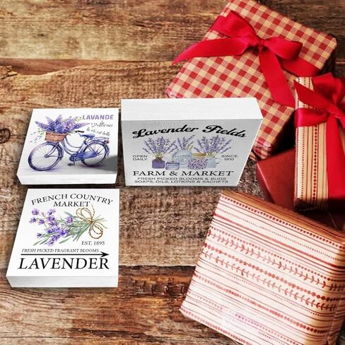 علامات صندوق خشبي لافندر، 3 قطع، زهور اللافندر في المزرعة، علبة متدرجة، علامات خشبية، ديكور، علامات خشبية، مجموعة ديكور للطاولة المركزية لمكتب الرف المنزلي in Kuwait