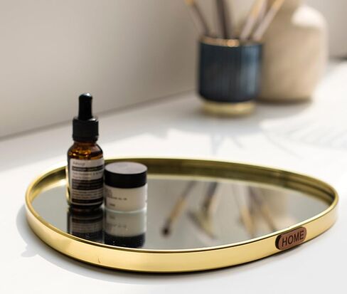 صواني العطور، صينية مرآة ذهبية، صينية تزيين للتزيين، منظم عطور على شكل قلب غير قابل للانزلاق للمجوهرات، الحمام، طاولة القهوة (صغير + كبير) in Kuwait