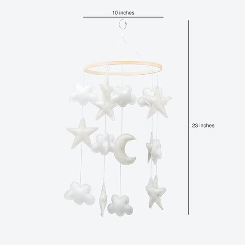 سرير أطفال ستار آند كلاودز - هاتف محمول جميل محايد للجنسين مع سحب بيضاء ونجوم in Kuwait