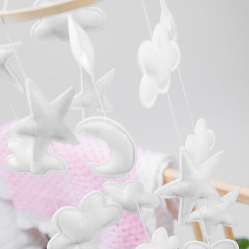 سرير أطفال ستار آند كلاودز - هاتف محمول جميل محايد للجنسين مع سحب بيضاء ونجوم in Kuwait