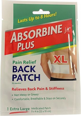 (Pack of 8) Absorbine Plus Jr, Pain Relief Back Patch, Size X-large, Medicated Patch 9" x 4" in Kuwait