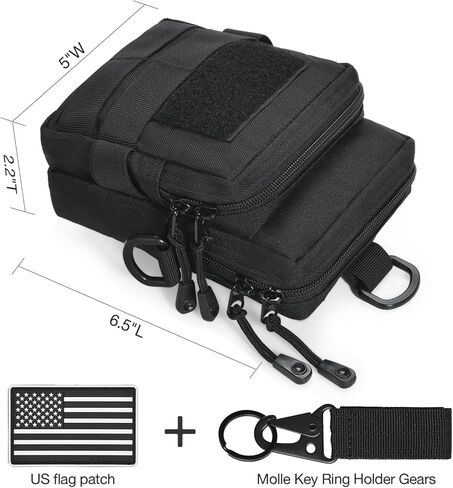 LAFAYI Tactical Molle Pouches with Extra Molle Key Ring Holder Gears - Tactical Compact Water-Resistant EDC Pouch,Tactical Accessories for Men in Kuwait