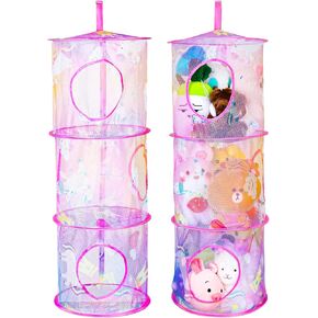 فو يامب 2 قطعة من شبكة حيوانات محشوة يونيكورن قابلة للطي، منظم حيوانات محشوة 3 مساحات تخزين، تخزين حيوانات محشوة شبكية معلقة، تخزين العاب قطيفة للاطفال البنات والاولاد غرفة الحضانة in Kuwait