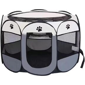 روضة حيوانات أليفة محمولة، روضة قابلة للطي للقطط والكلاب مع سحاب مناسبة للاستخدام الداخلي والخارجي والتخييم والسفر خيمة مقاومة للماء للحيوانات الأليفة للقطط والجراء والخنازير الغينية والأرانب وغيرها من الحيوانات الصغيرة رمادي in Kuwait