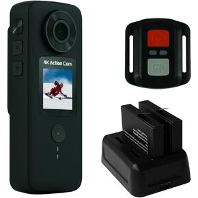 كاميرا Onous Action Camera 4K 30FPS الرياضية كاميرا واي فاي للدراجة كاميرا محمولة باليد كاميرا مقاومة للماء للجيب وكاميرا تسجيل فيديو للسفر مع تثبيت EIS بطاريات 2X 1800 مللي أمبير في الساعة ومجموعة ملحقات in Kuwait