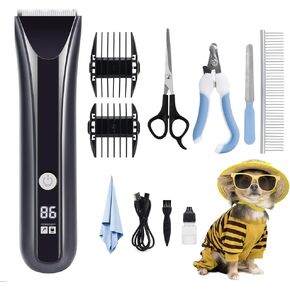 Dog Razor- pet Beauty Scissors Set Low Noise Rechargeable Cordless Electric Mute Barber, Suitable for Dogs, Cats and Other Pets (Blue) in Kuwait