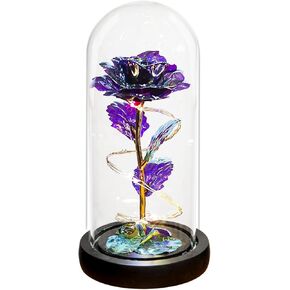 Glass Rose Galaxy Rose Enchanted Rose Light Up Rose Glass Rose Flower Gift Glass Roses Mom Forever Rose Rose in Glass Dome Glass Flower Infinity Rose for Women