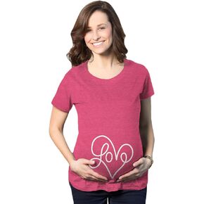 Maternity Love Script Heart Tshirt Cute Adorable Bump Pregnancy Tee