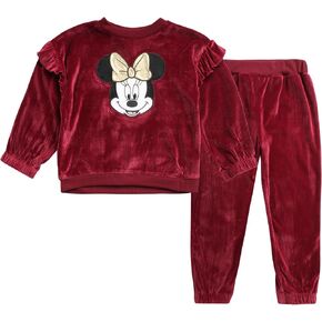 Disney Little Girls' Velour Jog Set - 2 Piece Minnie Mouse, Winnie the Pooh Pants Set - Sweatshirt and Sweatpants (2T-6X) in Saudi Arabia