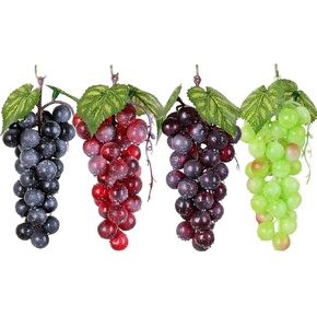 7.1 بوصة العنب الاصطناعي العنقودية المطاط متجمد حزم العنب زائفة الديكور عنب لخمر الزفاف مفيد الفاكهة النبيذ الديكور فو الدعائم الديكور المنزل - 4 حزمة in Kuwait