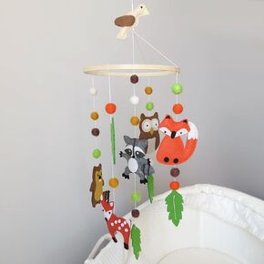 Woodland Crib Mobile Animal Forest Baby Mobile لسرير الأطفال Jungle Baby المحمول المحايد لديكور حضانة Woodland in Kuwait