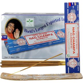 Satya Lavender Incense Sticks, Satya Bng (Bangalore) Insenses 15gmx12 pack with Raajsee Incense holder Bundle, Satya Nagchampa Natural Incense in Kuwait