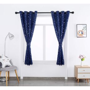 Autumn Dream Navy Blue Star Kids Blackout Curtains Panels,Grommet Top Starry Sky Nursery Curtains Drapes for Bedroom, Living Room (52by84inch) in Kuwait