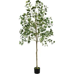 melos Artificial Eucalyptus Tree Decor Indoor Outdoor, 6 FT Faux Plant, Lifelike Green Fake Potted Tree for Home Office in Kuwait