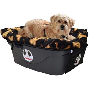 FidoRido Dog Car Seat - Pet Booster Seat for Small to Large Dogs with Comfortable Cushions, Sherpa Cover, and Safety Straps, Easy to Install, Ideal for Travel, Beige Sherpa - Medium Harness