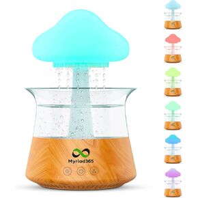 مرطب هواء على شكل سحابة مطر مع ضوء ليلي على شكل فطر - واحة هادئة مع موزع مطر على شكل سحابة تحاضن، اصوات مطر للنوم، مصباح شلال، 7 الوان متغيرة اضاءة ليلية بخاصية اطلاق الروائح العلاجية in Kuwait