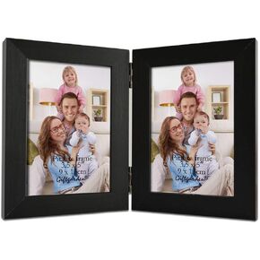Giftgarden 3.5x5 Double Picture Frame with Clear Glass Display 3.5 by 5 Photo, Hinged Folding Frames for Tabletop, Black in Kuwait