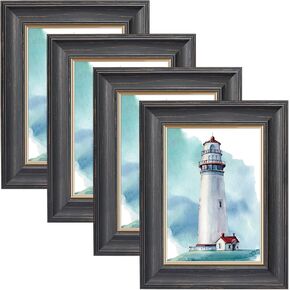 إطار صور Annecy مقاس 8x10 (4 عبوات، ألوان متنوعة) - إطارات صور ريفية مقاس 8x10 مع زجاج حقيقي عالي الدقة - يمكن تثبيته على الحائط وعرض سطح الطاولة in Kuwait