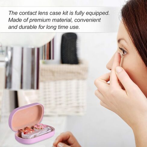 حافظة عدسات لاصقة بتصميم زهرة الثعلب الكرتوني، صندوق منظم محمول مع مراة واداة ازالة الملقط للاستخدام اليومي في الهواء الطلق، زهري, زهري, محمول in Kuwait