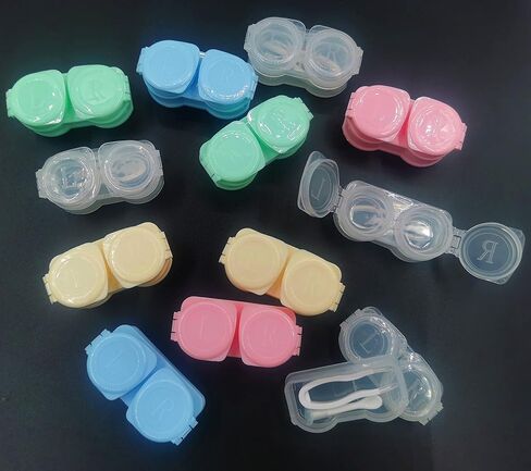 12 عبوة من حافظة هاتف بعدسات لاصقة بغطاء قلاب مع ملقاط وأدوات إزالة حاوية تخزين متنوعة بألوان ماكارون, ماكارون كولورز, 6*2.8*1.3CM, لا in Kuwait