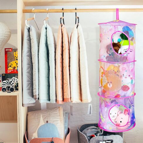 فو يامب 2 قطعة من شبكة حيوانات محشوة يونيكورن قابلة للطي، منظم حيوانات محشوة 3 مساحات تخزين، تخزين حيوانات محشوة شبكية معلقة، تخزين العاب قطيفة للاطفال البنات والاولاد غرفة الحضانة in Kuwait