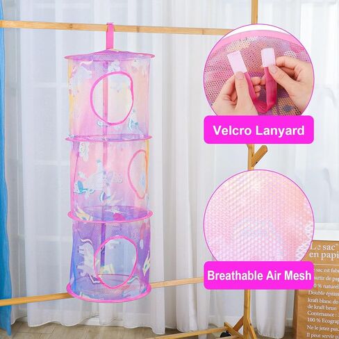 فو يامب 2 قطعة من شبكة حيوانات محشوة يونيكورن قابلة للطي، منظم حيوانات محشوة 3 مساحات تخزين، تخزين حيوانات محشوة شبكية معلقة، تخزين العاب قطيفة للاطفال البنات والاولاد غرفة الحضانة in Kuwait