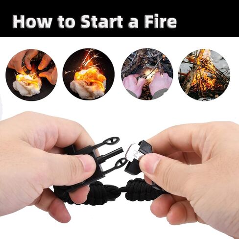 أساور باراكورد قابلة للتعديل في حالات الطوارئ (عبوة من قطعتين) - بوصلة وصفارة وبطاقة أدوات | مجموعة تكتيكية متعددة الوظائف في الهواء الطلق للمشي والتخييم وصيد الأسماك in Kuwait