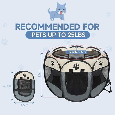 روضة حيوانات أليفة محمولة، روضة قابلة للطي للقطط والكلاب مع سحاب مناسبة للاستخدام الداخلي والخارجي والتخييم والسفر خيمة مقاومة للماء للحيوانات الأليفة للقطط والجراء والخنازير الغينية والأرانب وغيرها من الحيوانات الصغيرة رمادي in Kuwait
