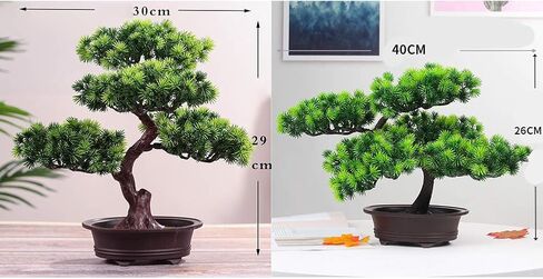 MAYiT Artificial Bonsai Welcoming Pine Tree, Simulation Potted Plant DIY Decorative Bonsai, Desk Display Fake Tree Pot Ornaments for Home, Office, Shop in Kuwait