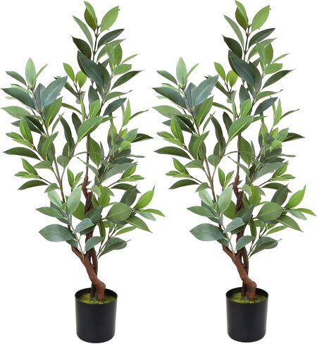 Eucalyptus Artificial Tree, 2pcs Potted Faux Eucalyptus Tree, Artificial Eucalyptus Tree 3FT Tall Fake Eucalyptus Plants Faux Trees in Saudi Arabia