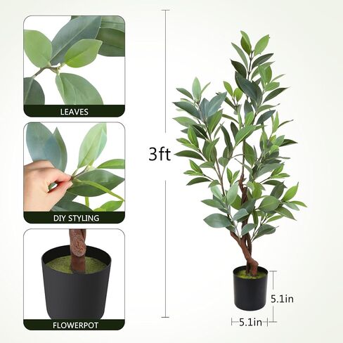 Eucalyptus Artificial Tree, 2pcs Potted Faux Eucalyptus Tree, Artificial Eucalyptus Tree 3FT Tall Fake Eucalyptus Plants Faux Trees in Saudi Arabia