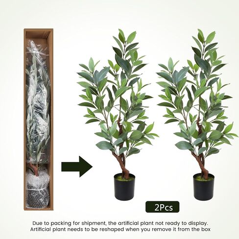 Eucalyptus Artificial Tree, 2pcs Potted Faux Eucalyptus Tree, Artificial Eucalyptus Tree 3FT Tall Fake Eucalyptus Plants Faux Trees in Saudi Arabia