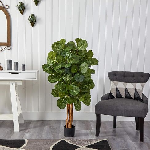 Nearly Natural 6ft Fiddle Leaf Fig Artificial Trees, 72in, Green in Saudi Arabia