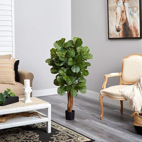 Nearly Natural 6ft Fiddle Leaf Fig Artificial Trees, 72in, Green in Saudi Arabia