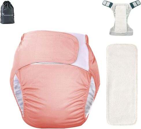 WEEOATAR Unisex Reusable Adult Cloth Diaper,Washable Swim Nappies,Adjustable Incontinence Pocket Diaper with Magic Stickers,Protective Underwear for Seniors,Disability,Postpartum(Black) in Saudi Arabia
