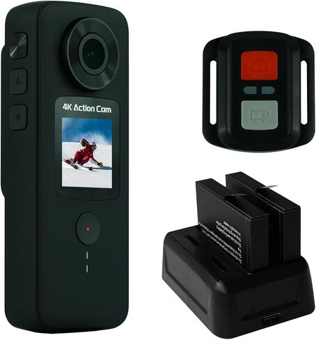 كاميرا Onous Action Camera 4K 30FPS الرياضية كاميرا واي فاي للدراجة كاميرا محمولة باليد كاميرا مقاومة للماء للجيب وكاميرا تسجيل فيديو للسفر مع تثبيت EIS بطاريات 2X 1800 مللي أمبير في الساعة ومجموعة ملحقات in Kuwait