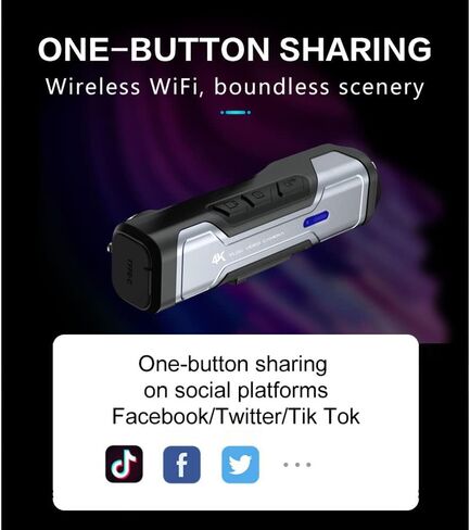 كاميرا ANKONG يمكن ارتداؤها بدون استخدام اليدين، كاميرا رياضية بدقة 4K/30 إطارًا في الثانية، كاميرا رياضية خارجية عالية الدقة، مسجل واي فاي ذكي مضاد للاهتزاز أثناء ركوب الخيل in Kuwait