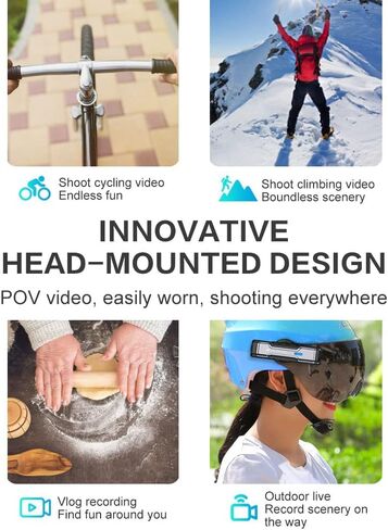 كاميرا ANKONG يمكن ارتداؤها بدون استخدام اليدين، كاميرا رياضية بدقة 4K/30 إطارًا في الثانية، كاميرا رياضية خارجية عالية الدقة، مسجل واي فاي ذكي مضاد للاهتزاز أثناء ركوب الخيل in Kuwait