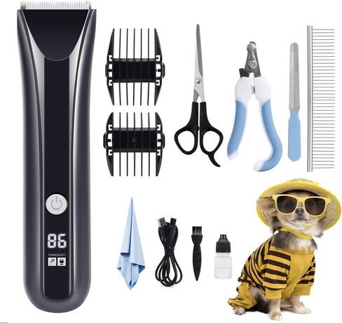 Dog Razor- pet Beauty Scissors Set Low Noise Rechargeable Cordless Electric Mute Barber, Suitable for Dogs, Cats and Other Pets (Blue) in Kuwait