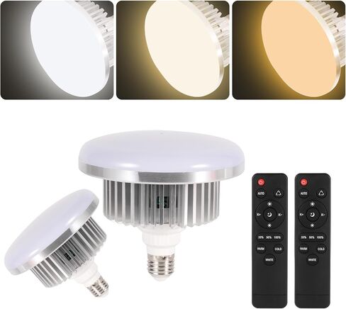 aqirui 175w التصوير الفوتوغرافي ضوء لمبة عكس الضوء الالوان الثلاثة أدى المصابيح 3000-6700k اللون softbox لمبة في e27 المقبس للتصوير الفوتوغرافي صور فيديو استوديو الإضاءة الأبيض الدافئ البارد 2 حزمة in Saudi Arabia