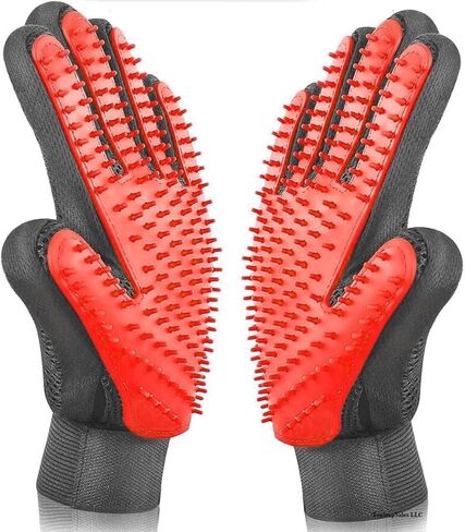 قفازات فلافي بادي للعناية بالحيوانات الأليفة للكلاب والقطط - قفازات فرشاة تدليك لطيفة لإزالة الشعر لإزالة التساقط والغسيل، فرو طويل وقصير - زوج واحد (أزرق) in Kuwait