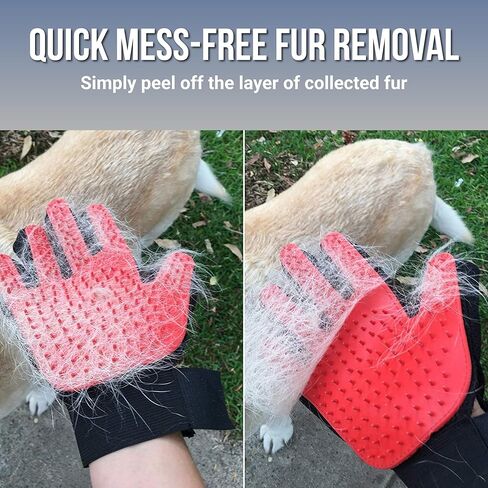 قفازات فلافي بادي للعناية بالحيوانات الأليفة للكلاب والقطط - قفازات فرشاة تدليك لطيفة لإزالة الشعر لإزالة التساقط والغسيل، فرو طويل وقصير - زوج واحد (أزرق) in Kuwait