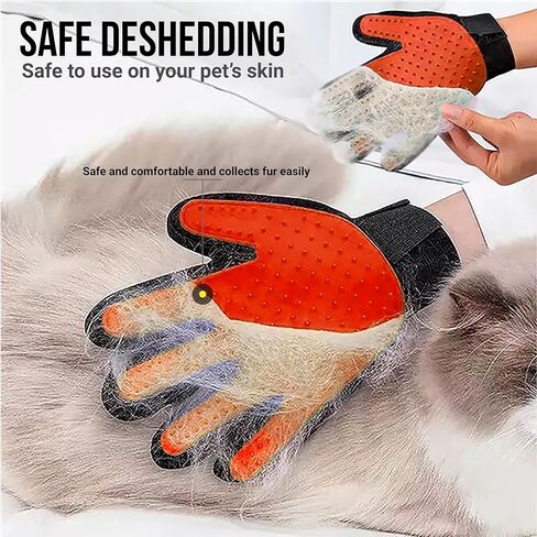 قفازات فلافي بادي للعناية بالحيوانات الأليفة للكلاب والقطط - قفازات فرشاة تدليك لطيفة لإزالة الشعر لإزالة التساقط والغسيل، فرو طويل وقصير - زوج واحد (أزرق) in Kuwait